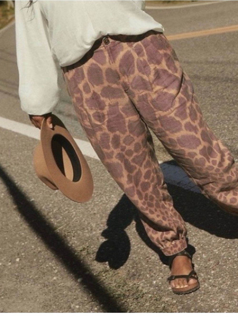 By Anthropologie Leopard Print Lyocell Linen Tapered Pants 14P